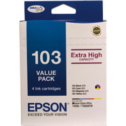 Epson DURABrite Ultra 103 Original Inkjet Ink Cartridge - Black, Cyan, Magenta, Yellow - 4 Pack