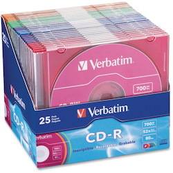 Verbatim 94611 CD Recordable Media - CD-R - 52x - 700 MB - 25 Pack Slim Case