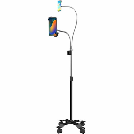 CTA Digital Compact Dual Gooseneck Floor Stand for Phone and 7-13-Inch Tablets