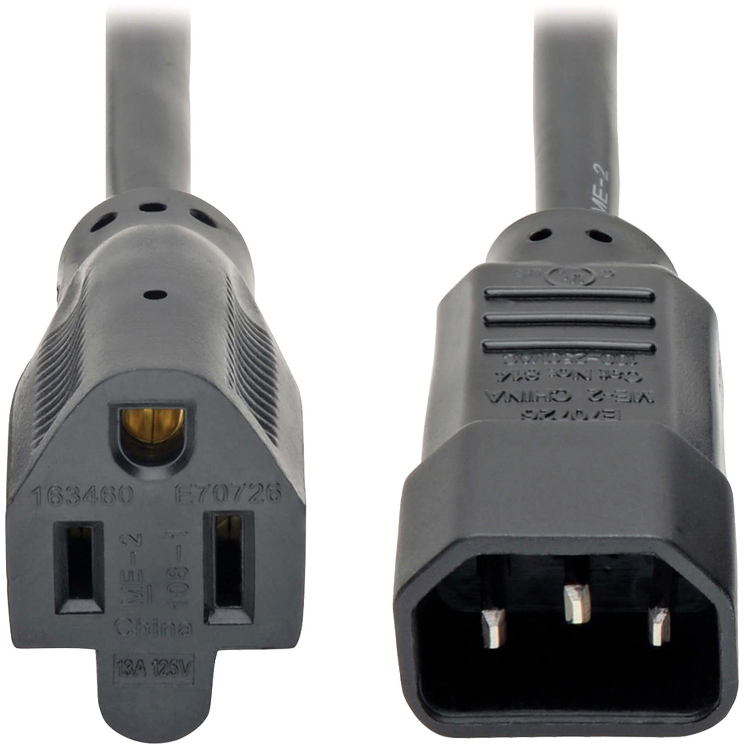 Eaton Tripp Lite Series NEMA 5-15R to C14 Computer AC Power Cable - 10A, 125V, 18 AWG, 1 ft. (0.31 m), Black