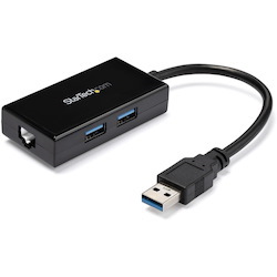 StarTech.com 2 Port USB 3.0 Hub with Ethernet - USB 3.0 x 2 - Gigabit Ethernet Network Adapter for Windows / Mac / Chrome (USB31000S2H)
