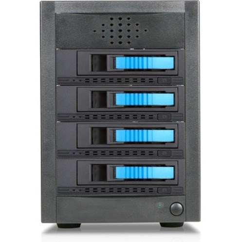 RAIDage JAGE5BT4HDBL-M1 Drive Enclosure 12Gb/s SAS, SATA/600 - Mini-SAS HD Host Interface Tower - Black, Blue