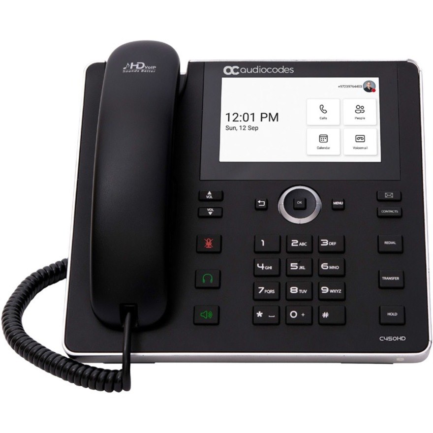 AudioCodes C450HD IP Phone - Corded/Cordless - Corded/Cordless - Wi-Fi, Bluetooth - Wall Mountable - Black - TAA Compliant