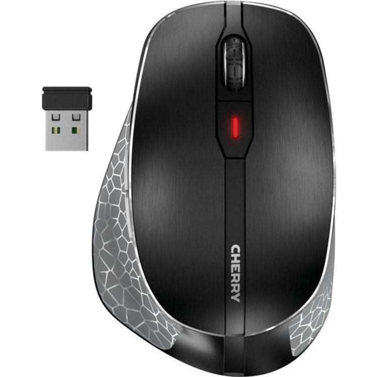 CHERRY ERGO MW 8C ERGO Mouse - Bluetooth/Radio Frequency - USB - Optical - 6 Button(s) - Black - 10