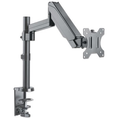 TV & Monitor Mount, Desk, Full Motion (Gas Spring), 1 screen, Screen Sizes: 10-27" , Black, Clamp or Grommet Assembly,VESA 75x75 to 100x100mm, Max 8kg, Lifetime Warranty