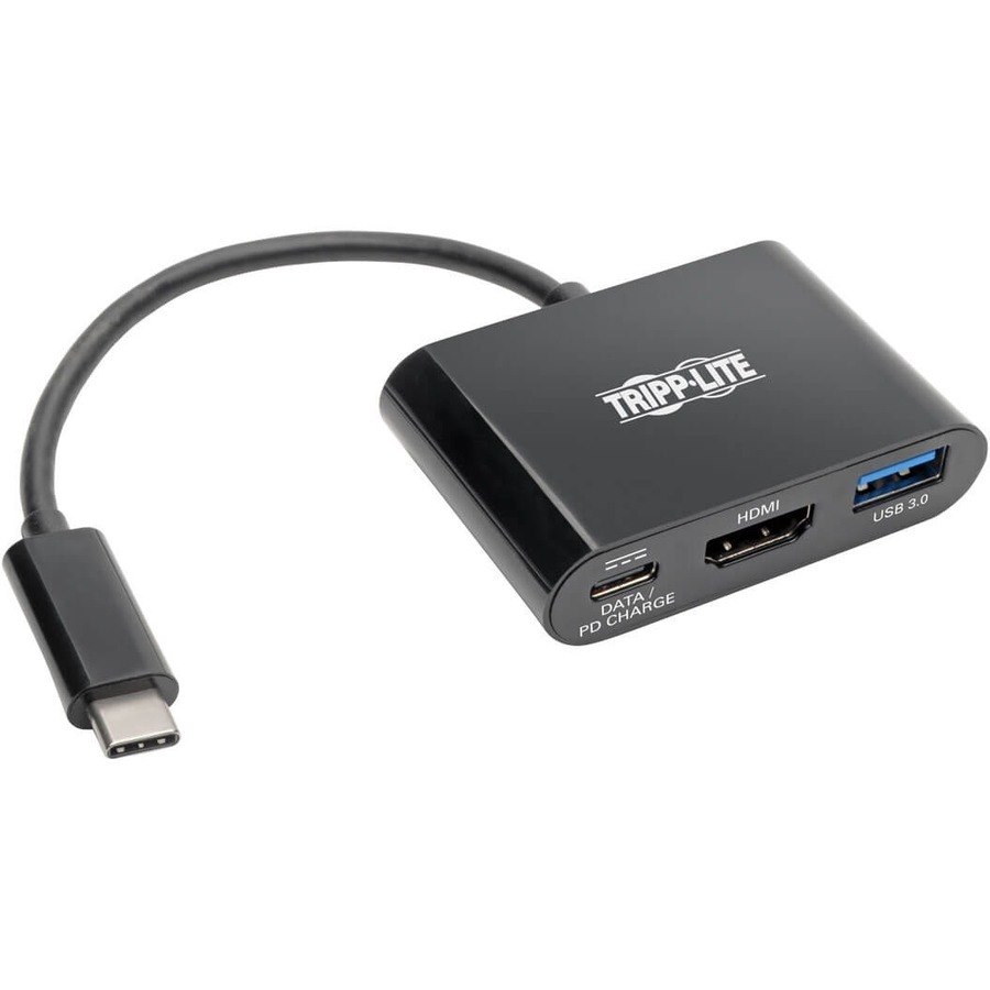 Eaton Tripp Lite Series USB-C to HDMI 4K Adapter with USB 3.x (5Gbps) Hub Port and 60W PD Charging, HDCP, Black
