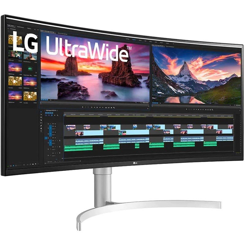 LG Ultrawide 38BN95C-W 38" Class UW-QHD+ Curved Screen Gaming LCD Monitor - 21:9 - Textured Black, Textured White, Silver