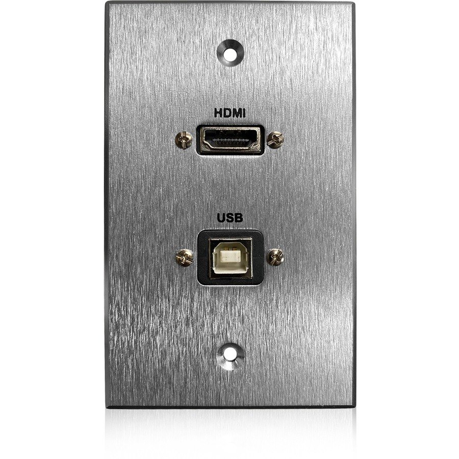 Comprehensive HDMI and USB-B 2.0 Pass-Through Single Gang Aluminum Wall Plate with Pigtail