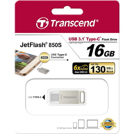 Transcend 16GB JetFlash 850 USB 3.1 On-The-Go Flash Drive