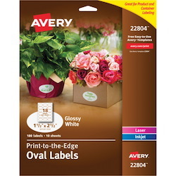 Avery&reg; Glossy White Oval Labels1½" x 2½"