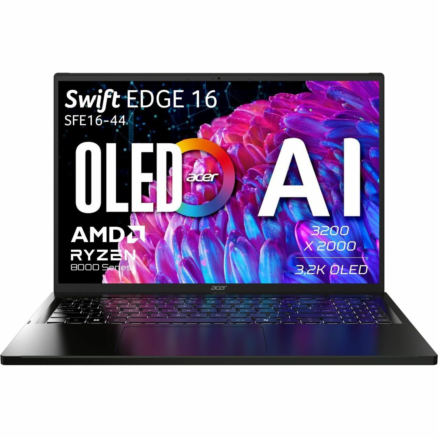 Acer Swift Edge 16 SFE16-44 SFE16-44-R15Q 16" Notebook - WQXGA+ - AMD Ryzen 5 8640U - 16 GB - 512 GB SSD - English Keyboard - Black