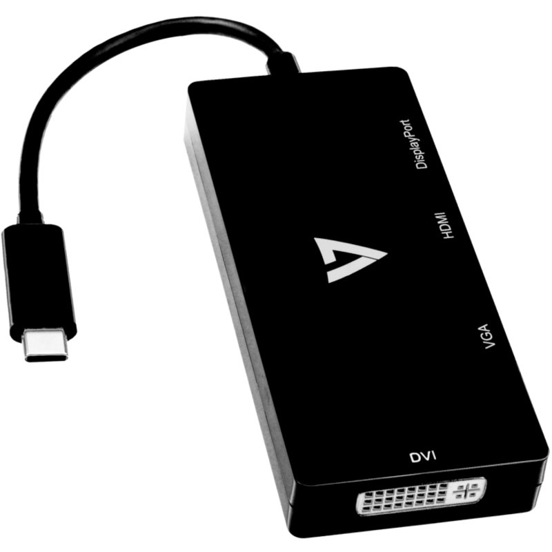 V7 V7UC-DPHDVGADVI-BLK DisplayPort/DVI/HDMI/USB-C/VGA Audo/Video Adapter