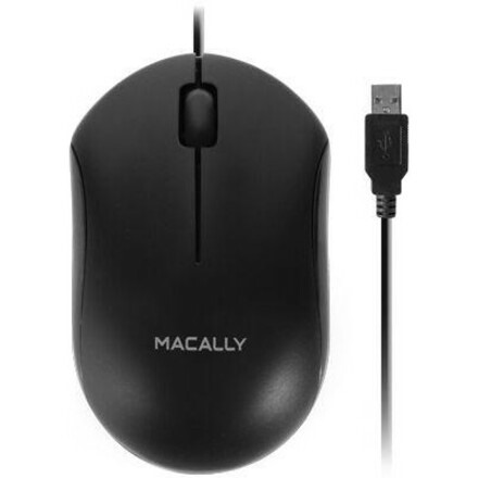 Macally Black 3 Button Optical USB Wired Mouse for Mac and PC (QMOUSEB)