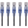 Monoprice 5-Pack, SlimRun Cat6A Ethernet Network Patch Cable, 7ft Black