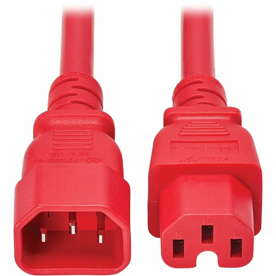 Eaton Tripp Lite Series Power Cord C14 to C15 - Heavy-Duty, 15A, 250V, 14 AWG, 10 ft. (3.1 m), Red