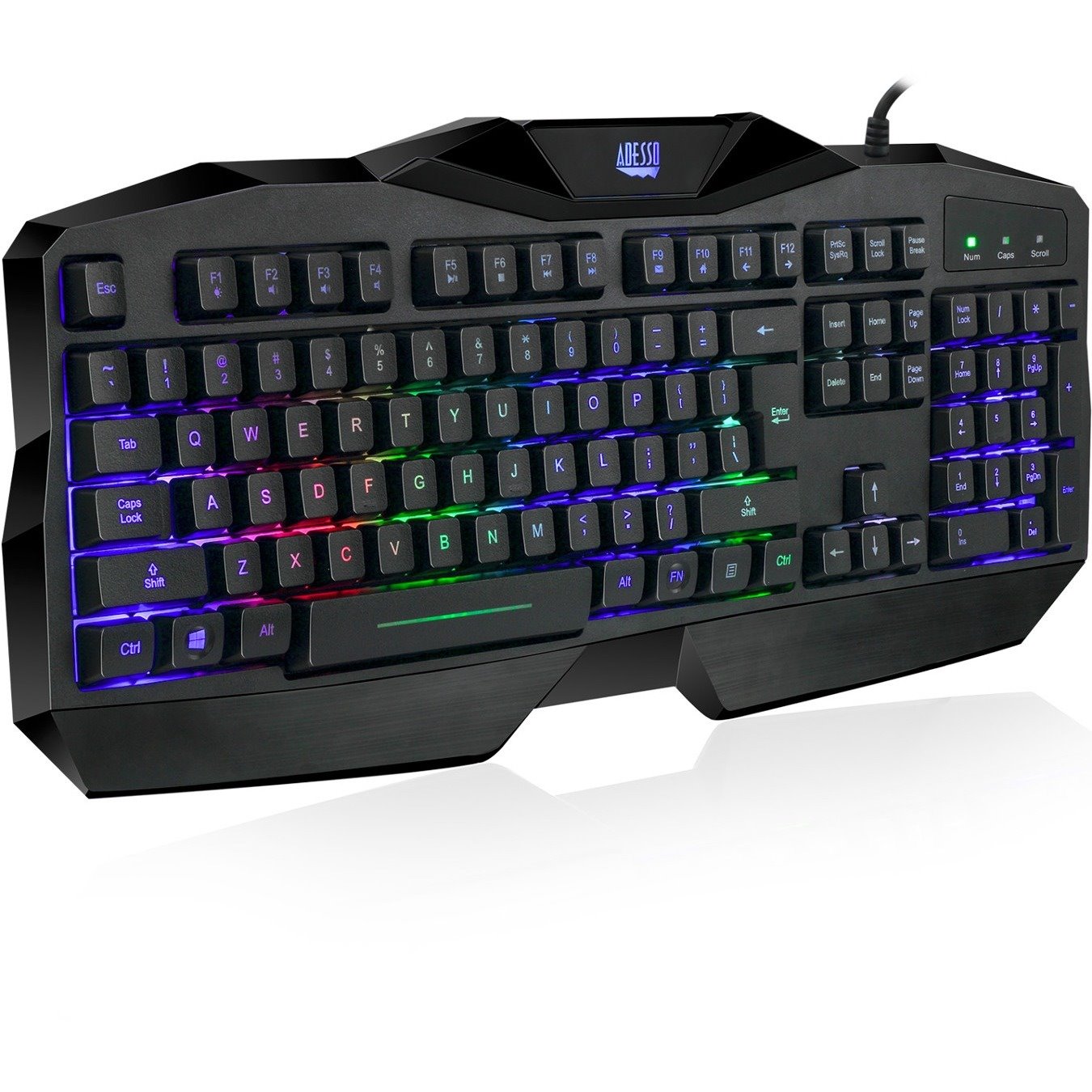 Adesso EasyTouch AKB-138EB Gaming Keyboard - Cable Connectivity - USB Interface - English (US) - Black