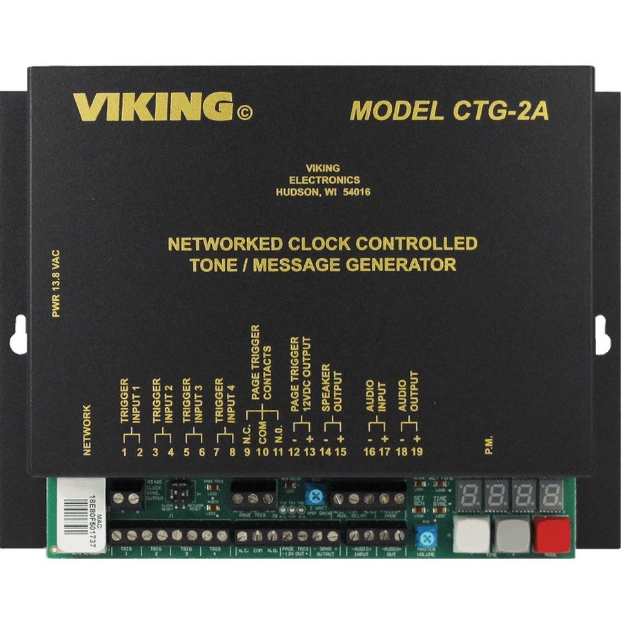 Viking Electronics Master Clock / Network Clock Controlled Tones or Messages Over a Paging System