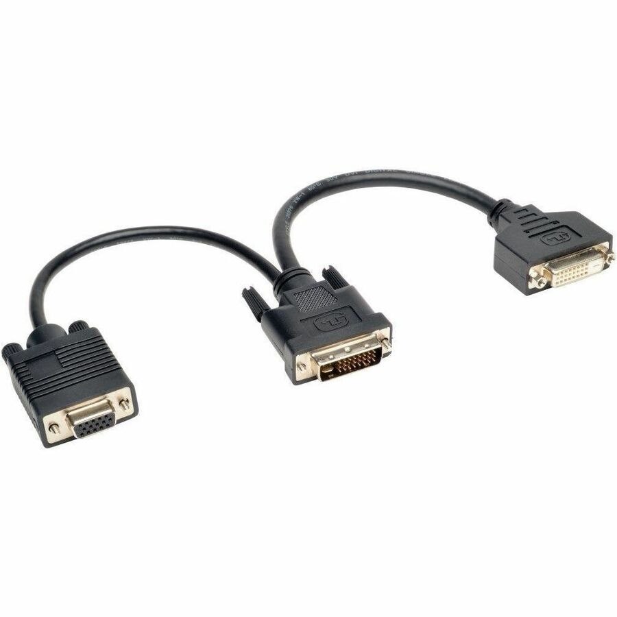 Eaton Tripp Lite Series DVI Y Splitter Cable, Digital and VGA Monitors (DVI-I M to DVI-D F and HD15 F) 6-in. (15.24 cm)