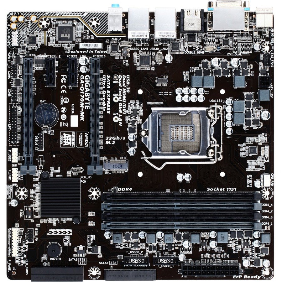 Gigabyte GA-Q170M-MK-B Desktop Motherboard - Intel Q170 Chipset - Socket H4 LGA-1151 - Micro ATX