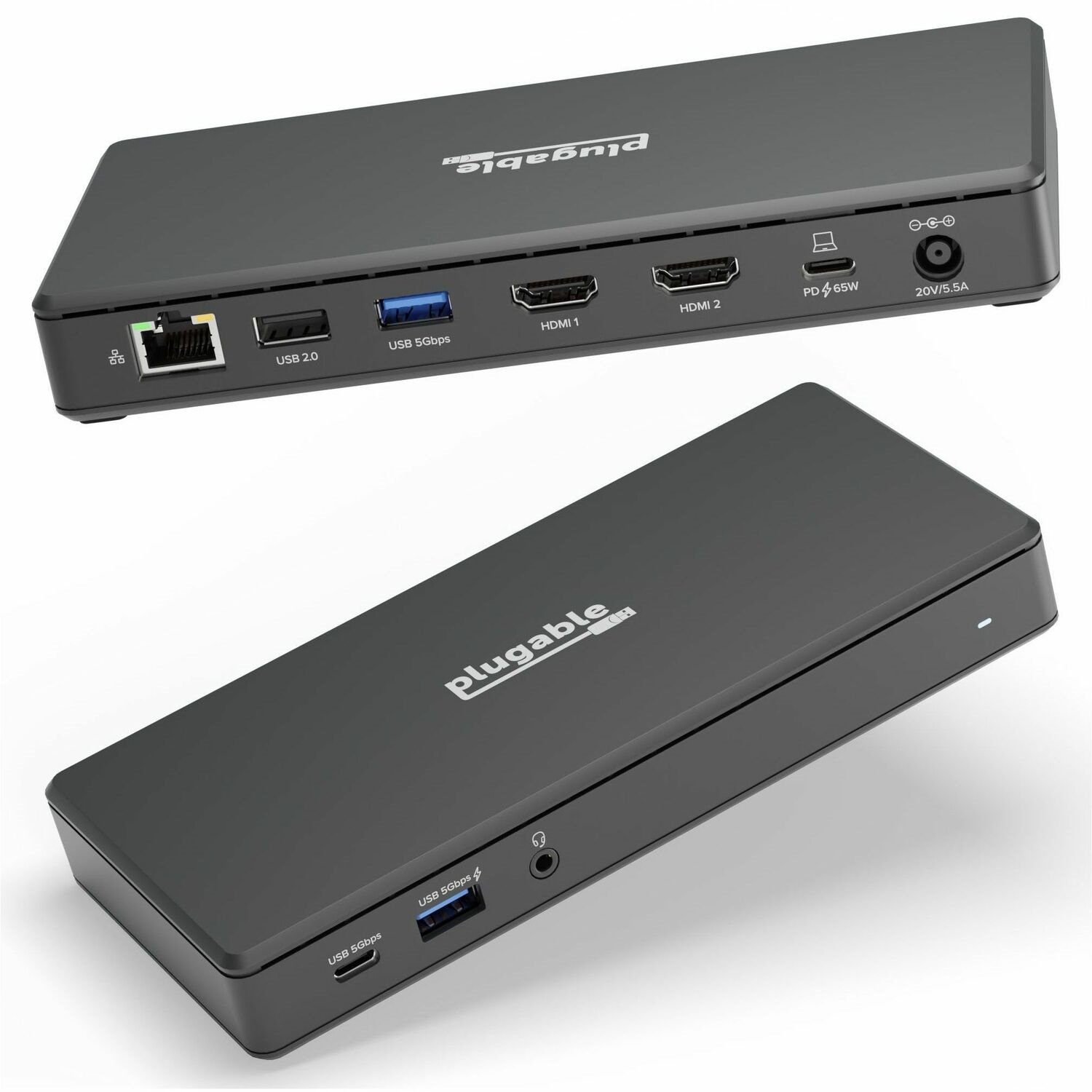 Plugable USB C Docking Station Dual Monitor 2 HDMI Ports, Power Delivery Dock, Dual 4K Monitor