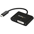 StarTech.com USB C to DVI Adapter with 60W Power Delivery Pass-Through - 1080p USB Type-C to DVI-D Video Display Converter - Black