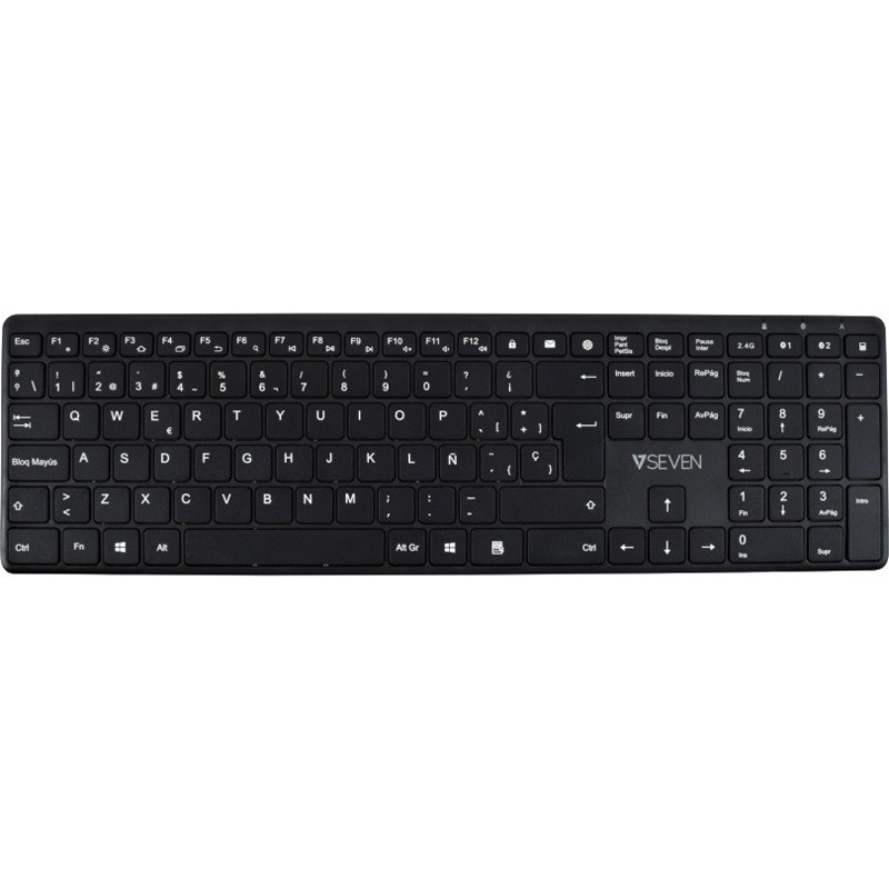 V7 KW550ESBT Keyboard - Wireless Connectivity - USB Interface - Spanish - QWERTY Layout - Black