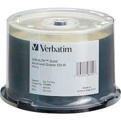 Verbatim CD-R 700MB 52X UltraLife Gold Archival Grade with Branded Surface - 50pk Spindle
