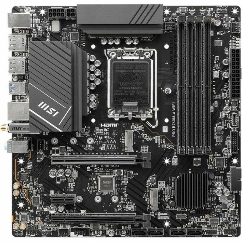 MSI PRO B760M-A WIFI Gaming Desktop Motherboard - Intel B760 Chipset - Socket LGA-1700 - Micro ATX