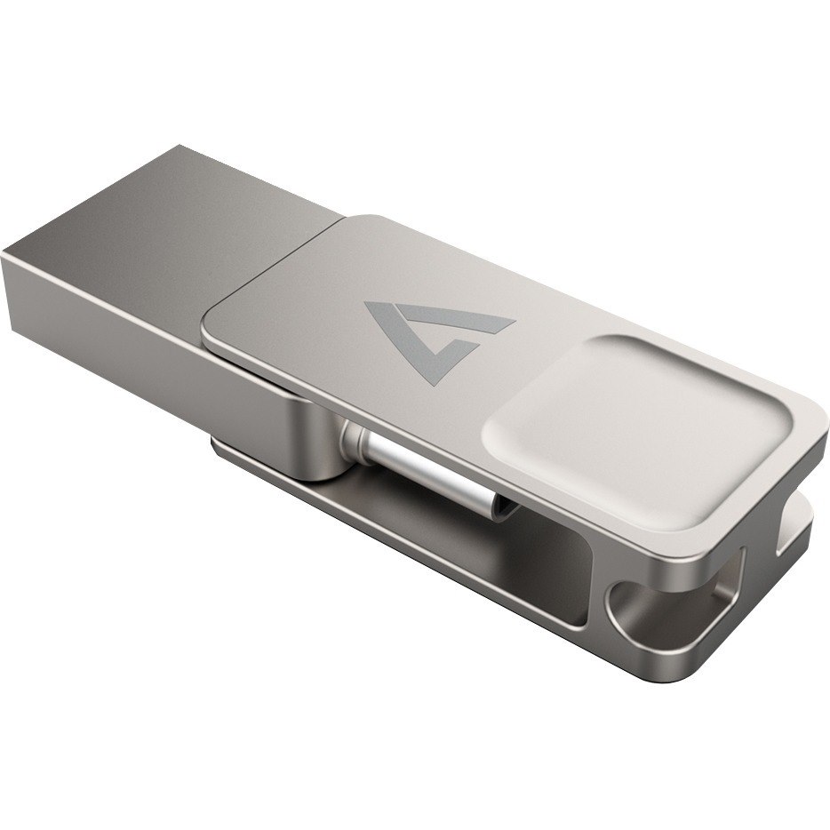V7 64 GB USB 3.2 (Gen 1) Type A, USB Type C Flash Drive - Silver