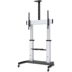 TV & Monitor Mount, Trolley Stand, 1 screen, Screen Sizes: 60-100" , Silver/Black, VESA 200x200 to 800x600mm, Max 100kg, Height adjustable 1200 to 1685mm, Camera and AV shelves, Aluminium, LFD, Lifetime Warranty