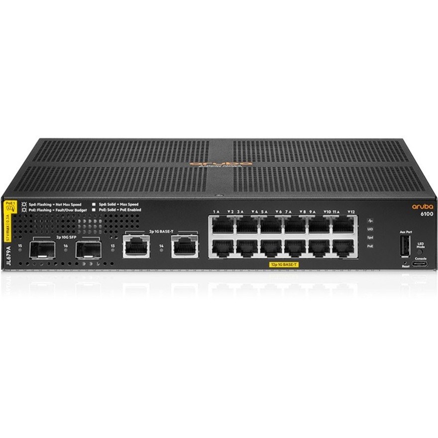 Aruba 6100 12 Ports Manageable Ethernet Switch - Gigabit Ethernet, 10 Gigabit Ethernet - 10/100/1000Base-T, 10GBase-X