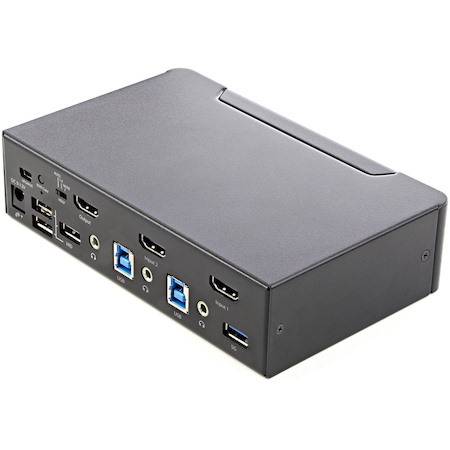 StarTech.com 2 Port HDMI KVM Switch 4K 60Hz UHD HDR, HDMI 2.0 Single Monitor, 2 Port USB 3.0 Hub, 4x USB HID, Audio, Hotkey Switching, TAA