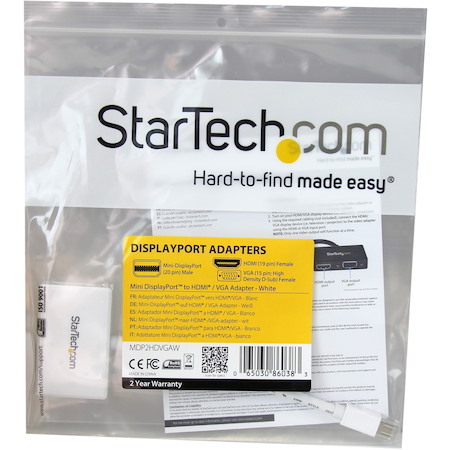 StarTech.com Travel A/V Adapter - 2-in-1 Mini DisplayPort to HDMI or VGA Converter - White