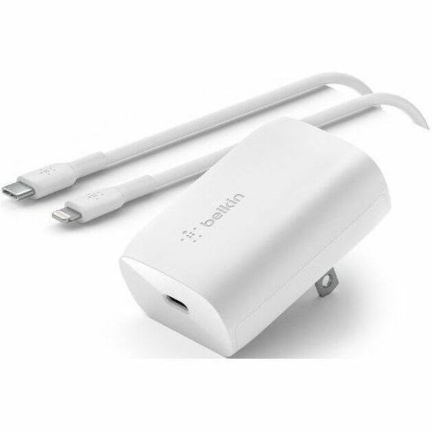 Belkin 30W USB-C PD 3.0 PPS Wall Charger w/ 3.3 ft USB-C Cable w/ Lightning Connector - White