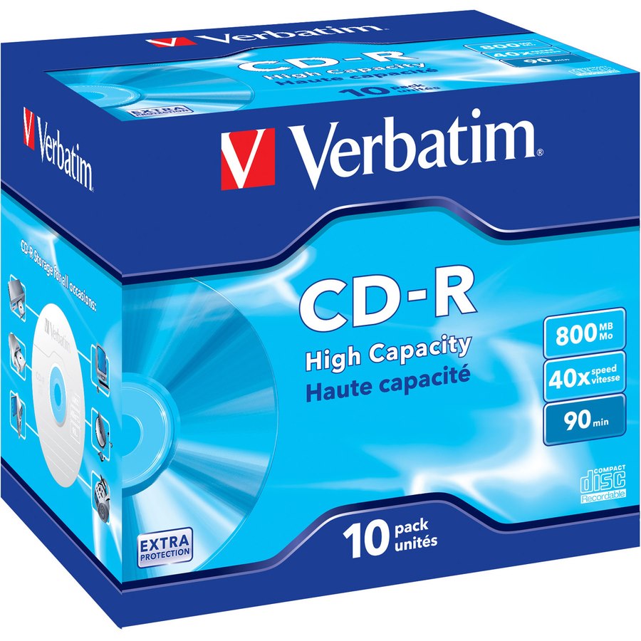 Verbatim DataLifePlus 43428 CD Recordable Media - CD-R - 40x - 800 MB - 10 Pack Jewel Case