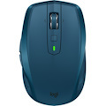Logitech MX Anywhere 2S Mouse - Bluetooth/Radio Frequency - USB - Darkfield - 7 Button(s) - Midnight Teal