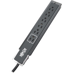Tripp Lite Protect It! 6-Outlet Surge Protector 6 ft. (1.83 m) Cord Right-Angle Plug Side-Mount Switch 1440 Joules Tel/Modem Protection Black Housing