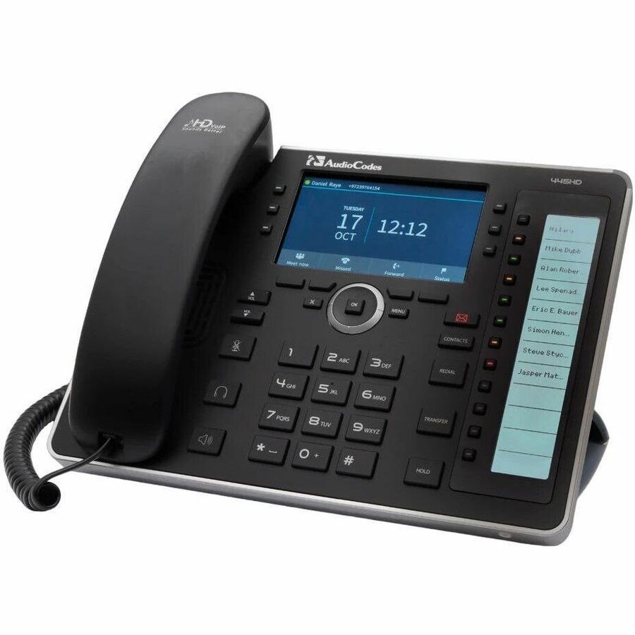 AudioCodes 445HD IP Phone - Corded - Corded - Bluetooth, Wi-Fi - Black