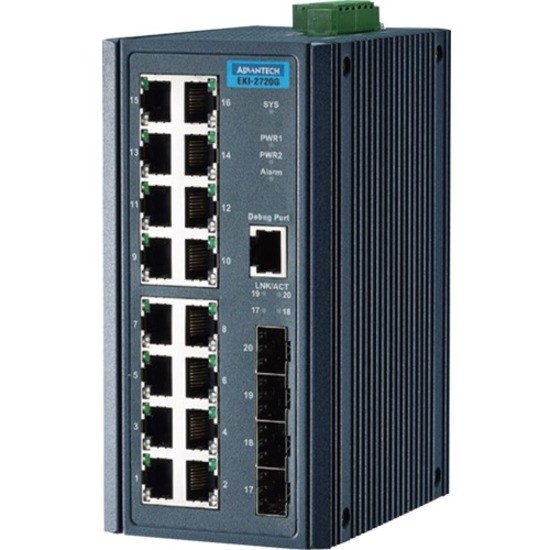 Advantech 16GE+4SFP Port Gigabit Unmanaged Industrial Switch