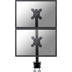 Newstar Tilt/Turn/Rotate Dual Desk Mount (clamp) for two 10-27" Monitor Screens ONE ABOVE OTHER, Height Adjustable - Black