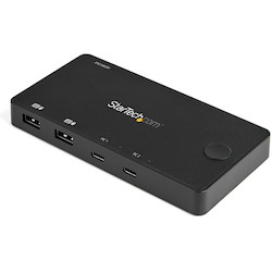 StarTech.com 2 Port USB C KVM Switch - 4K 60Hz HDMI - Compact UHD Desktop KVM Switch w/USB Type C Cables - Bus Powered MacBook ThinkPad