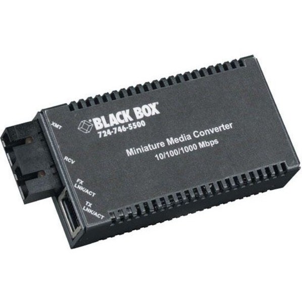 Black Box Gigabit Ethernet (1000-Mbps) Media Converter - 10/100/1000-Mbps Copper to 1000-Mbps Multimode Fiber, 850nm, 0.3km, SC