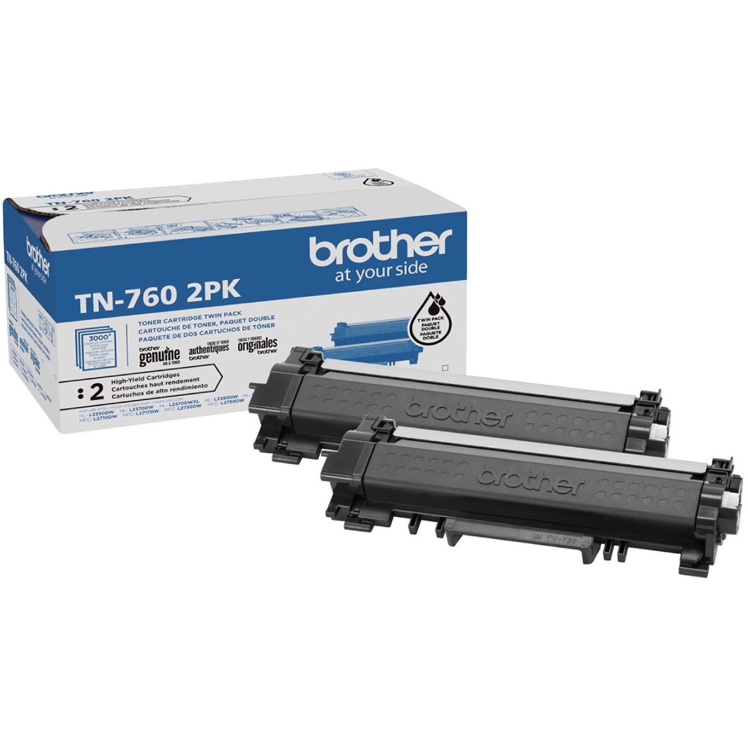 Brother TN760 Original High Yield Laser Toner Cartridge - Twin-pack - Black - 2 / Box