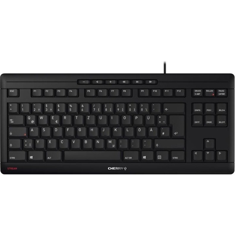 CHERRY STREAM Keyboard - Cable Connectivity - USB Type A Interface - English (UK) - QWERTY Layout - Black