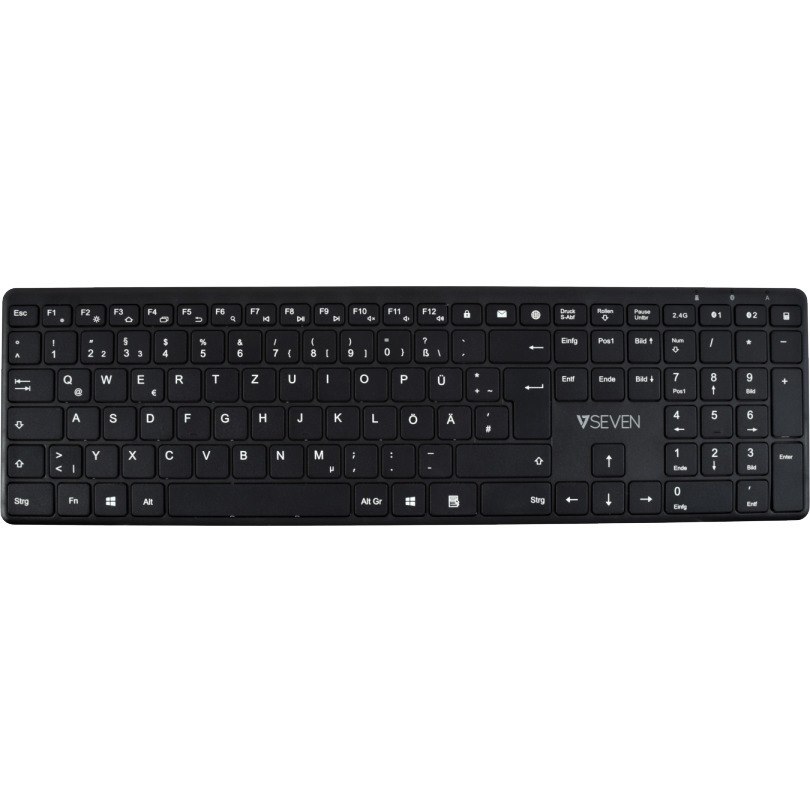 V7 KW550DEBT Keyboard - Wireless Connectivity - USB Interface - German - QWERTZ Layout - Black