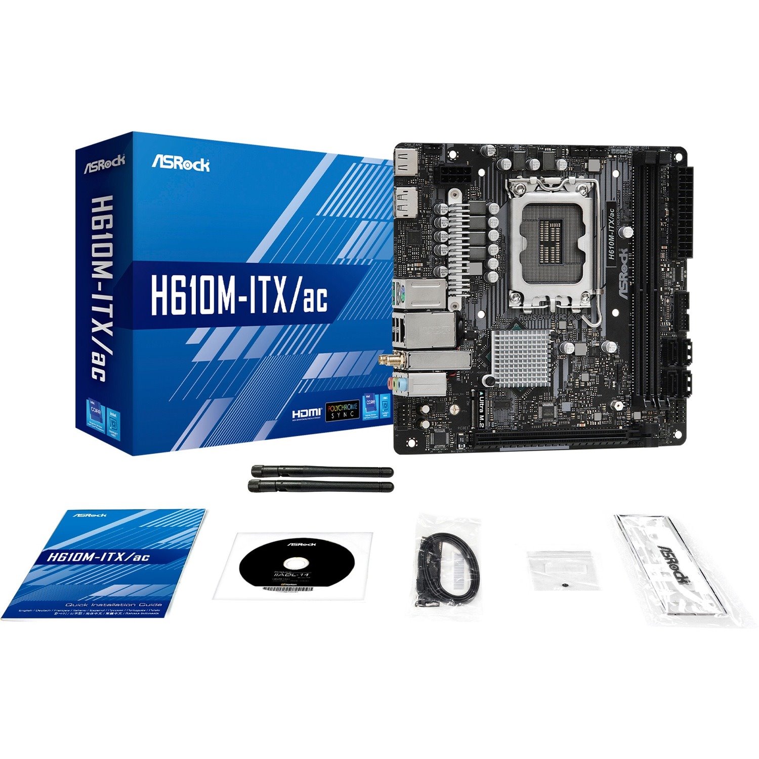 ASRock H610M-ITX/ac Desktop Motherboard - Intel H610 Chipset - Socket LGA-1700 - Mini ITX