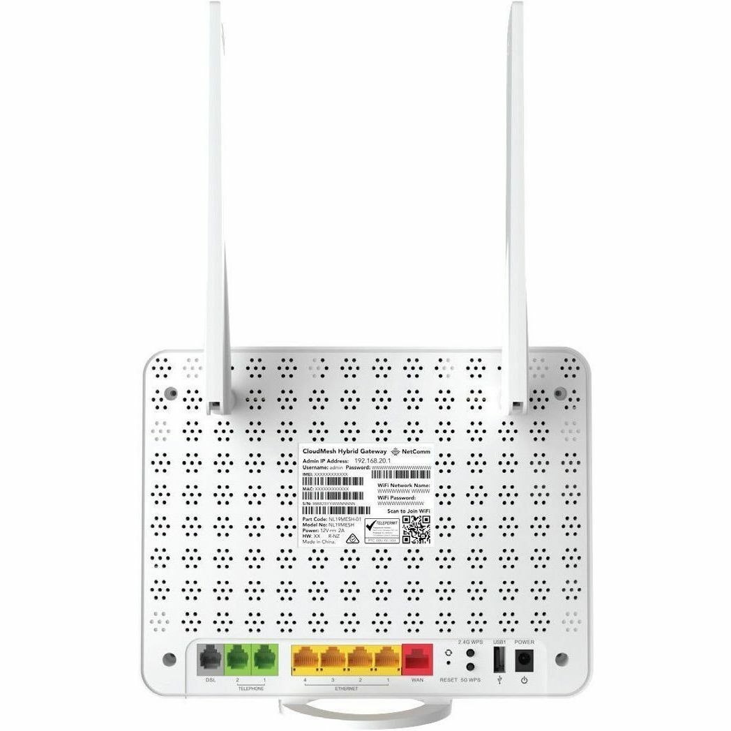 Netcomm CloudMesh Hybrid Wi-Fi 5 IEEE 802.11b/g/n/ac ADSL, VDSL, Ethernet, Cellular Modem/Wireless Router