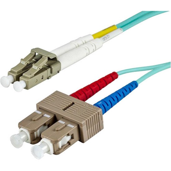 Monoprice 10Gb Fiber Optic Cable, LC/SC, Multi Mode, Duplex - 2 Meter (50/125 Type) - Aqua