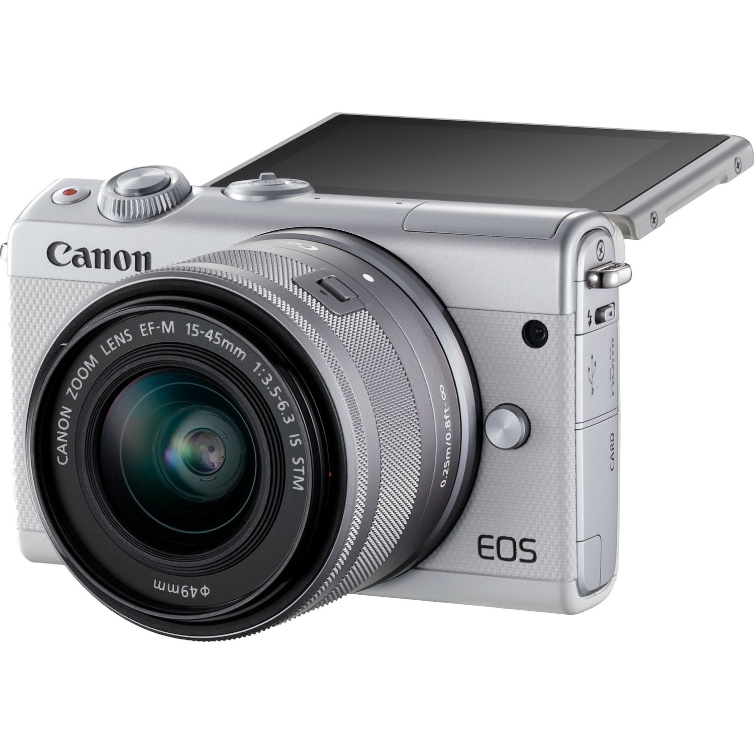 Canon EOS M100 24 Megapixel Mirrorless Camera with Lens - 0.59" - 1.77" (Lens 1), 2.17" - 7.87" (Lens 2) - White