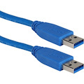QVS 3ft USB 3.0/3.1 Type A Male to Male 5Gbps Blue Cable